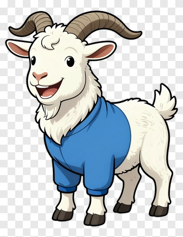 Cartoon Goat Wearing A Blue Sweater PNG