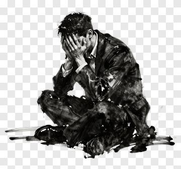 Sad Man In A Suit Holding His Head PNG