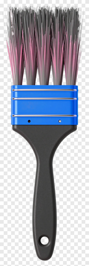 Paint Brush With Blue Handle And Pink Bristles PNG