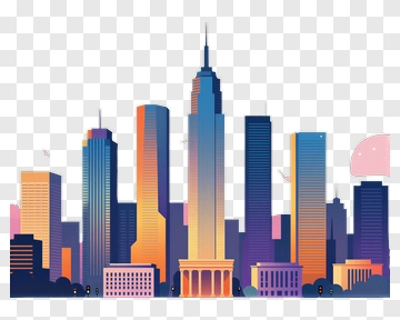 City Skyline Illustration PNG