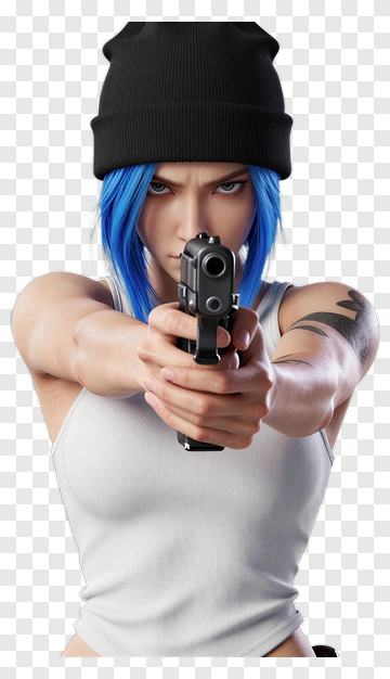 3D Woman Holding A Gun PNG