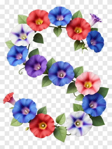 Colorful Floral Number Eight Wreath PNG