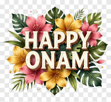 Happy Onam Floral Composition PNG