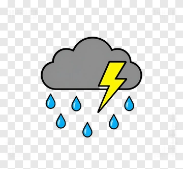 Cartoon Thunderstorm Cloud With Rain And Lightning PNG
