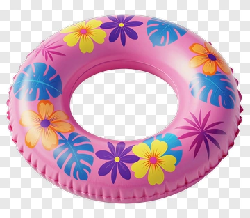 Colorful Inflatable Pool Ring With Floral Design PNG
