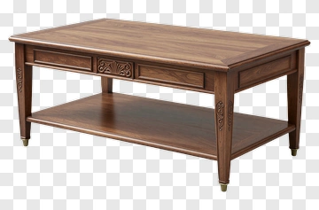 Wooden Coffee Table With Storage Shelf PNG