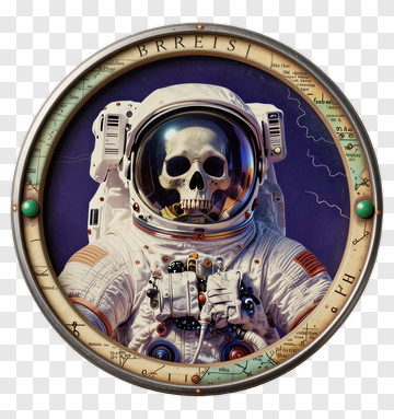 Astronaut Skeleton In Space Helmet PNG