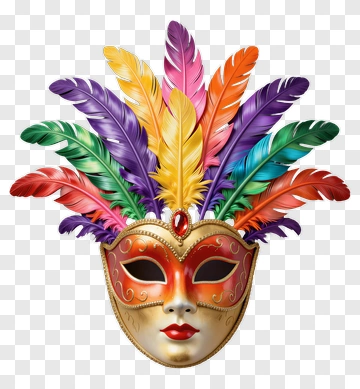 Colorful Feathered Carnival Mask PNG