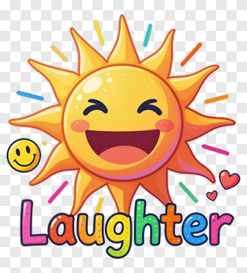 Cartoon Sun With Laughter Text PNG