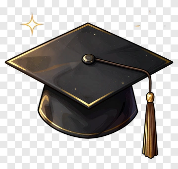Graduation Cap With Gold Trim PNG