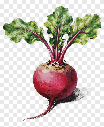Red Beet With Green Leaves PNG