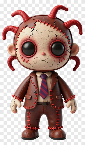 Cartoon Doll With Stitched Features PNG