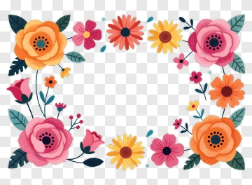 Colorful Floral Frame PNG