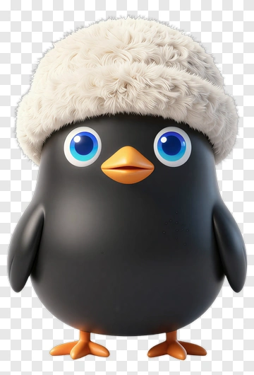 Cartoon Penguin Wearing A Fur Hat PNG