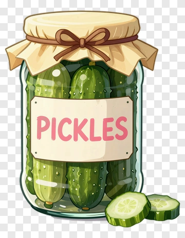 Cartoon Pickle Jar With Sliced Cucumbers PNG