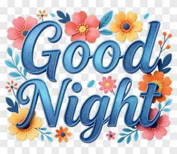 Good Night Floral Design PNG