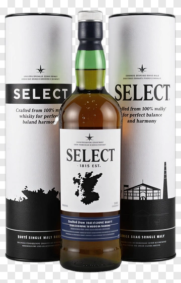 Select Whisky Bottle With Packaging PNG