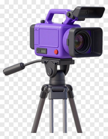 Purple Video Camera On Tripod PNG