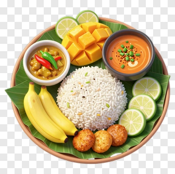 Colorful Plate Of Rice With Fruits And Curry PNG