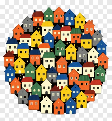 Colorful Houses In A Circular Arrangement PNG