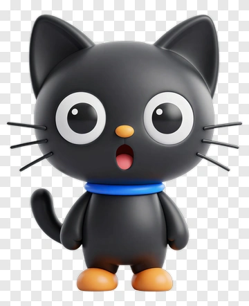 Cartoon Black Cat With Big Eyes PNG