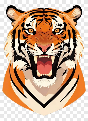 Angry Tiger Head Illustration PNG