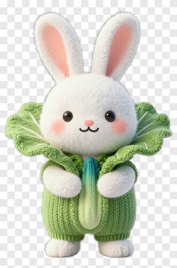 Cute Rabbit Holding A Lettuce PNG