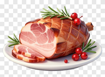 Glazed Ham With Rosemary And Berries PNG