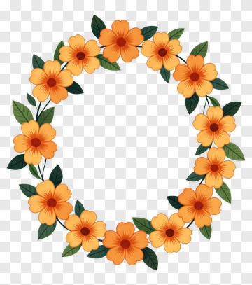 Flower Wreath With Orange Blooms PNG