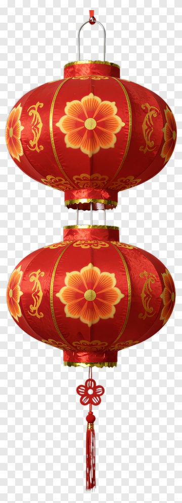 Red Lantern With Floral Design PNG