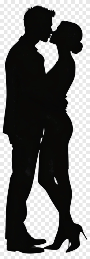 Silhouette Couple Kissing PNG