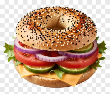 Bagel Sandwich With Fresh Vegetables PNG