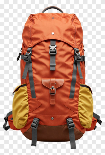 Orange Backpack With Yellow Accents PNG