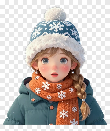 Girl Wearing A Winter Hat And Scarf PNG