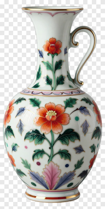 Decorative Floral Porcelain Vase PNG