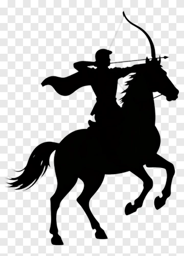 Silhouette Archer Riding A Horse PNG