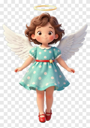 Cartoon Angel Girl With Wings And Halo PNG