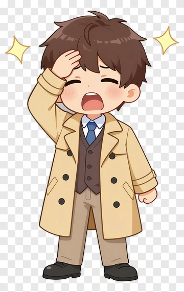 Cartoon Boy In A Trench Coat PNG