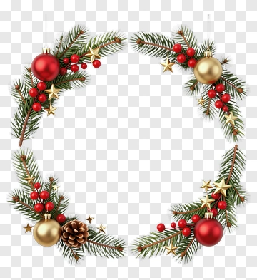 Christmas Wreath With Ornaments And Pine Cones PNG