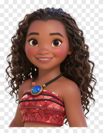 Cartoon Girl With Curly Hair Wearing A Necklace PNG