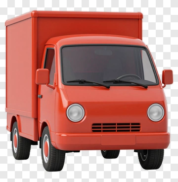 3D Red Delivery Truck PNG