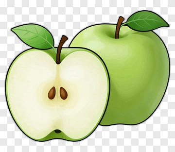 Green Apple And Halved Apple PNG