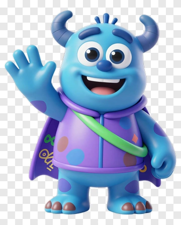 Cartoon Monster Waving Hello PNG