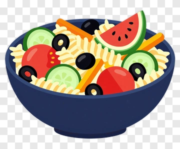 Bowl Of Pasta Salad With Vegetables PNG