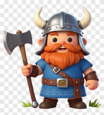 Cartoon Viking Holding An Axe PNG