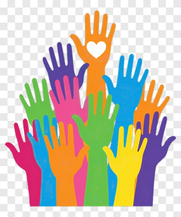 Colorful Hands Raised With Heart Symbol PNG