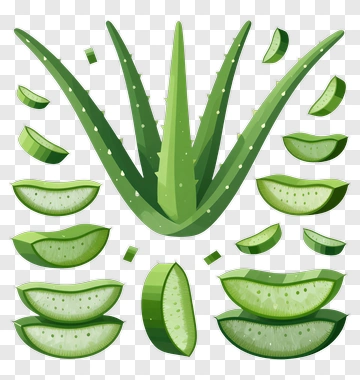 Aloe Vera Plant And Slices PNG