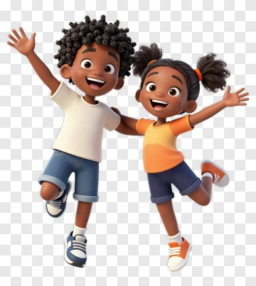 Happy Cartoon Children Jumping Together PNG