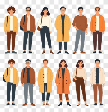 Casual Group Of Young Adults In Stylish Outfits PNG