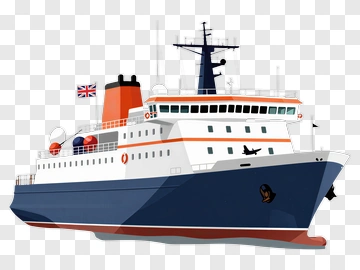 3D Ferry Boat With British Flag PNG
